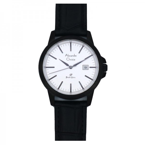 Alexandre Christie AC 1008 Black White Leathe Man MDLIGSLTI